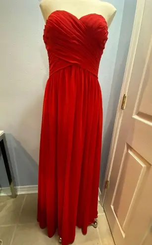 Azazie Yasmin Strapless Sweetheart Neckline Chiffon Scarlet Formal Gown Dress