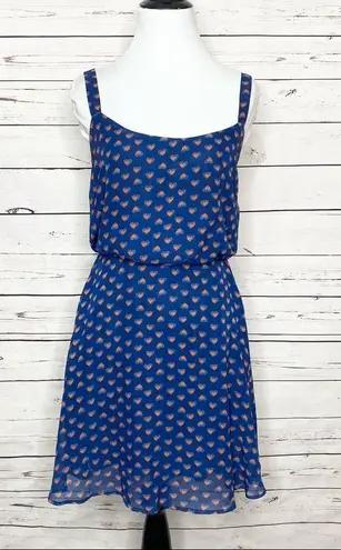 Bebop  Blue & Red/Orange Hearts Sun Dress Size Small