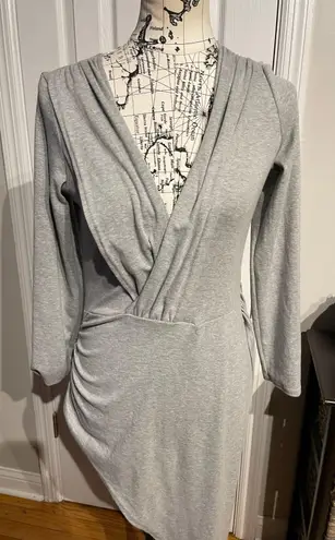 The Comfy NWOT Crisscross Wrap V plunge long sleeve Fit bodice Pencil Asymmetric Pullover Sweater Dress Oversized Top Blouse