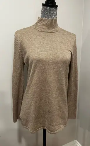 Appleseeds Sz: M Wool Blend Tan Mock Neck Tunic Long Sleeve Sweater Top. Size M