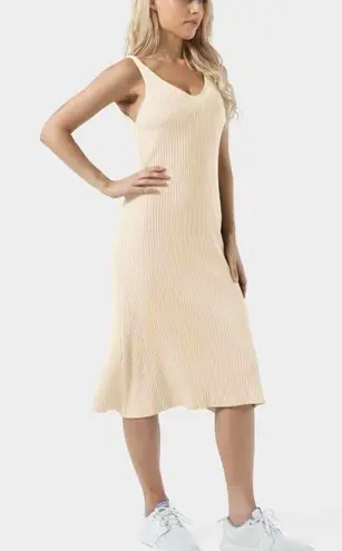 Halara  Everyday Split Hem Midi Strap Chill Dress-Admire Size Medium Light Beige