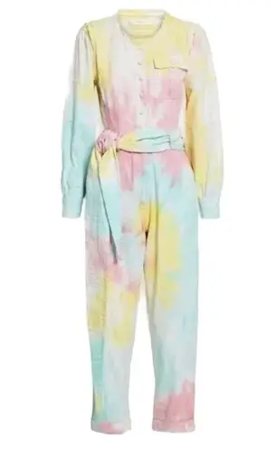 Love Shack Fancy  Paca Rainbow Jumpsuit Radial Pastel Tie Dye New With Tags Size 4