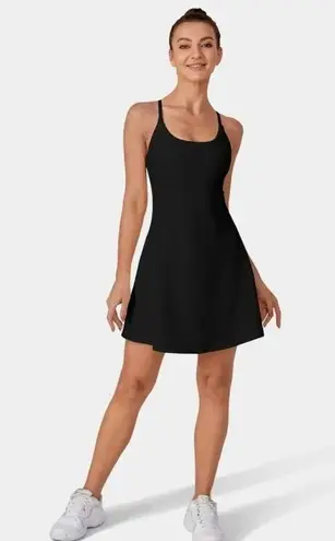 Halara Patitoff Flow Pet Hair Resistant 2-in-1 Flare Dress-Wannabe Black S