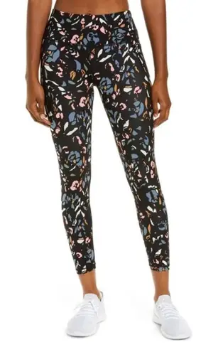 Sweaty Betty Power Workout 7/8 Leggings Black Pink Blue Abstract Sz SMALL