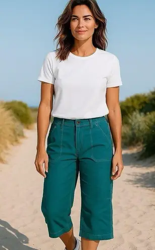 Kuhl * Free Range Outdoor Hiking Capri Womens Size 4 Green Cargo Camping Fishing