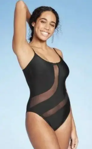 Shade & Shore Women's Mesh Swirl One Piece Swimsuit, Medium - New!