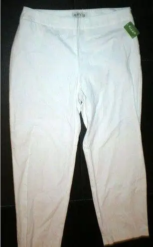 Orvis New Womens 16 Office Slacks Pants White Trouser Chino Side Zip Flat NWT