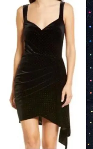 Saylor Nollie Black Velvet Mini Dress with Colorful Dots M NWT