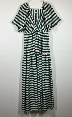 Delfi Collective Sirena Striped Maxi Dress Size Large Green