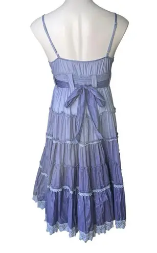 Solitaire Crochet Top Smocked Ombré Tiered Ruffle Dress Boho Chic, Sz M