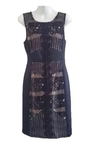 Moulinette Soeurs Anthropologie Sheath Dress 16 Black Floral Crochet Jacquard