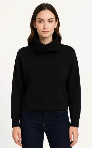 Ideology Women's Black Ribbed Funnel Neck Long Sleeve Pullover Top - Image 1