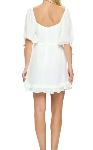 Angel Biba  Ruffle Babydoll Mini Dress White Size Large NWT