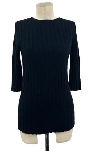 Chloé Chloe Black Exposed Zip Half Sleeve Cashmere Sweater Size XS