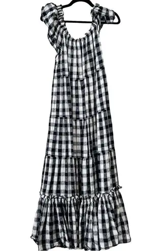 The Great The Nightingale Gingham Navy Maxi Dress Sz M