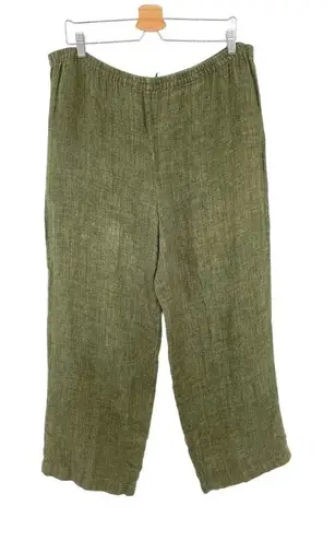 Eileen Fisher  Vintage Textured Linen‎ Cropped Pants Olive Green Size Medium thumbnail 1