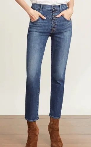 Veronica Beard Ryleigh Slim Straight High Rise Jean in Laguna Wash
