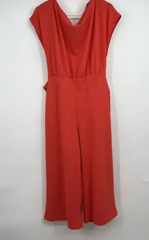 New York & Company Coral Stretch Wide Leg Jumpsuit M Casual Career Vacation Orange Size M