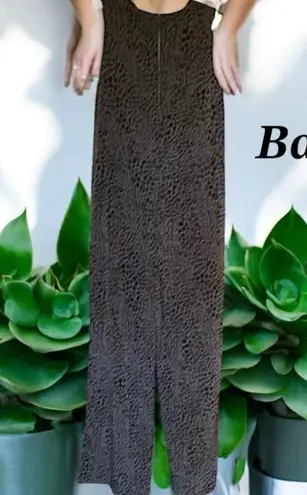 𝑲𝒊𝒓𝒏𝒂 𝒁𝒂𝒃𝒆𝒕𝒆 Stylish Gray leopard Jumpsuit with tie waist zipper back wide leg Black Size L