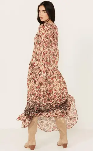 Free People  WOMEN'S SEE IT THROUGH FLORAL LONG SLEEVE MAXI DRESS size XS