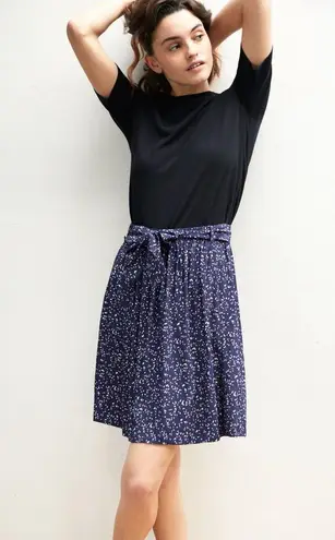 Comptoir Des Cotonniers Navy Blue Confetti Print Bow Waist Flowy Skirt womens S