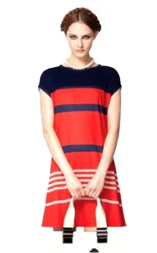 Jason Wu Target Dress Small Red Blue Striped Mesh Detail Jersey Knit Mini Preppy