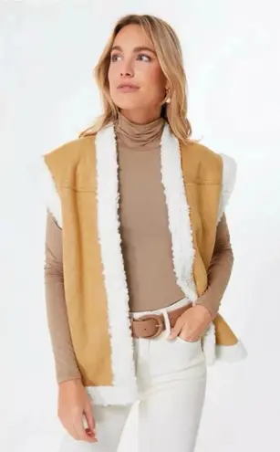 TUCKERNUCK Hyacinth House Tan Faux Suede Shearling Crosby Vest M Boho Western Brown Size M