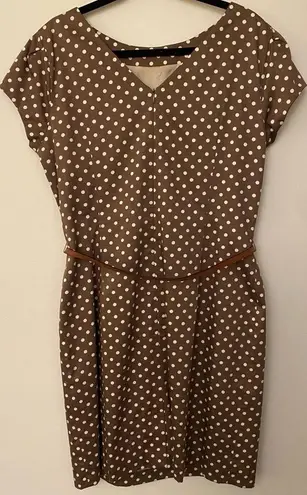Comma Brown White Polka Dot Shoulder Cap Belted Sleeve Women’s Size 14