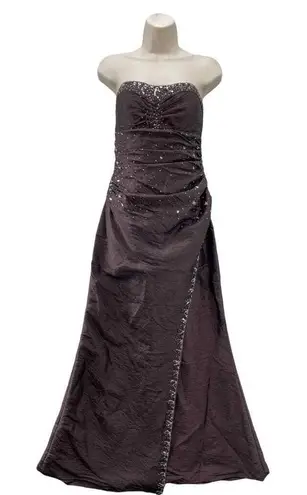 Vintage Y2K Flirt Maggie Sottero Formal Dress Womens 8 Brown Beaded Corset Fairy