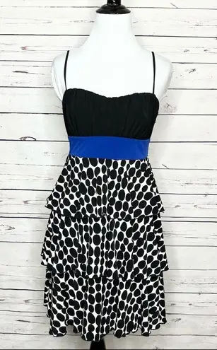 Sweet Storm Black Blue & White Polka Dot Party Dress Size Medium