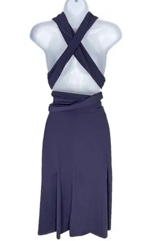 Dessy Collection Twist Wrap Dress With Chiffon Overskirt Convertible Infinity Purple