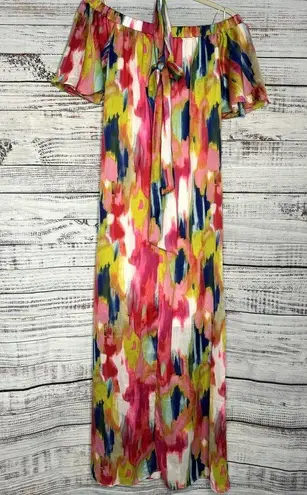 Trina Turk  Watercolor Off the Shoulder Maxi Dress Small