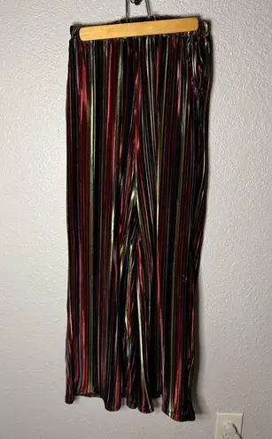 Lulus Swagger Rust Red Multi Striped Velvet Pleated Wide