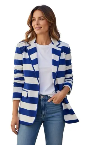 Ralph Lauren Sweater Blazer Blue White Cotton Sz M preppy old money Nautical Size M