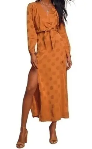 Capulet Women’s Size XS Rust Burnt Orange Evelyn Deep V Polka Dot Dress