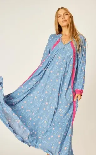 Natalie Martin 💕💕 Fiore Maxi Dress ~ Pinwheel Denim Blue Floral Print XL NWT