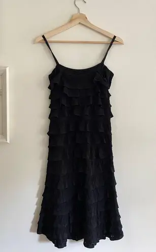 Sandro Ruffled Ellora Black Knit Mini Dress Size 38 US 6