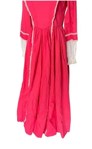 Vintage prairie dress pink with bonnet and bag White Size M