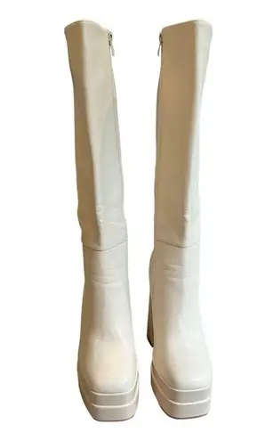 Lady Go Diva Platform Go Go Boots, Sz 10 White
