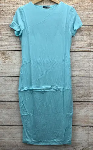 US Allfy Fashion Women's Azure Blue Slim Fit Midi T Shirt Dress Size Large New