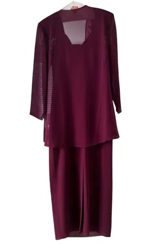 💥REDUCED💥Patra two piece dress burgundy size 8 Vintage embroidery to jacket Maxi Purple