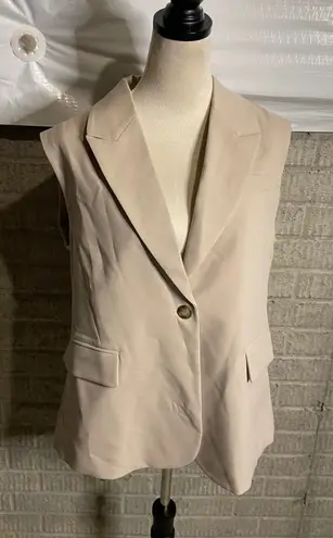 Mina Self Women's Sleeveless Blazer Vest Career Business Casual Top Size L Tan Size L