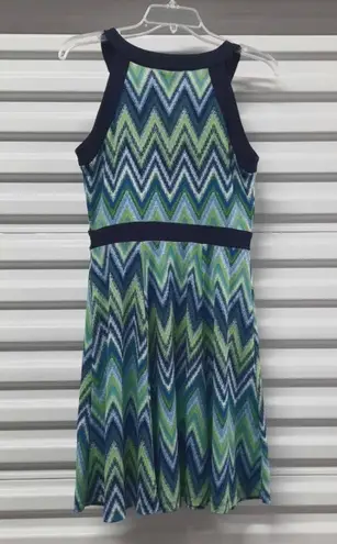 Enfocus Studio En Focus Studio Dress Womens Size 6 Blue Chevron Print