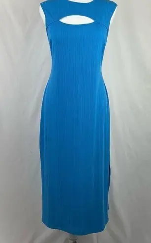 BCBGeneration  Blue Cut Out Ribbed Beach Vacation Cruise Midi Dress NWT Size L