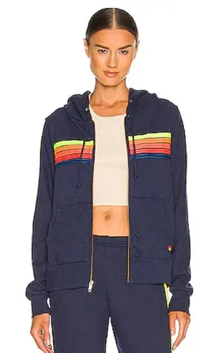 Aviator Nation Navy 5 Stripe Hoodie Neon Size Large