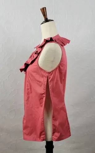 Katherine Barclay Womens Top Size M Coral Sleeveless Ruffles Side Zip Career