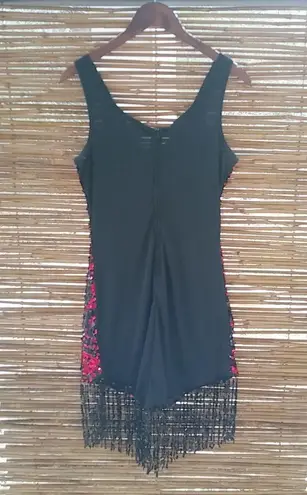 Spirit S/M Halloween Costume Fringe Red Black Flapper Dress w Beaded Frunge