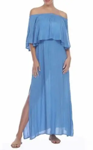 Boho Me NWT Off-the-shoulder Cover-up Maxi Dress In Mediterranean XS