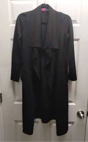 Say What? Say What? Size Medium Black Textured Longline Waterfall Cardigan Y2K Sweater - Image 1