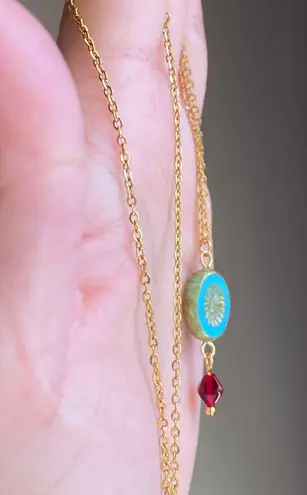 Handmade retro vintage chic whimsical style quality Czech glass bead simple necklace🩵